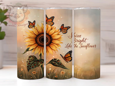 Sunflower Shine Bright 20oz Tumbler, Sunflower Motif, Bright Theme, Floral Pattern, Rustic Charm, Whimsical Style, Skinny Tumbler, Sublimation PNG Sublimation Lara' s Designs 