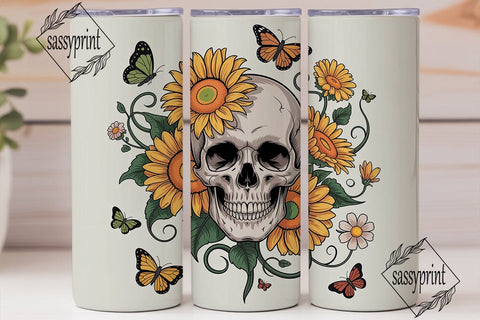 Sunflower Skull Butterflies 20oz Tumbler Sublimation sassyprint 