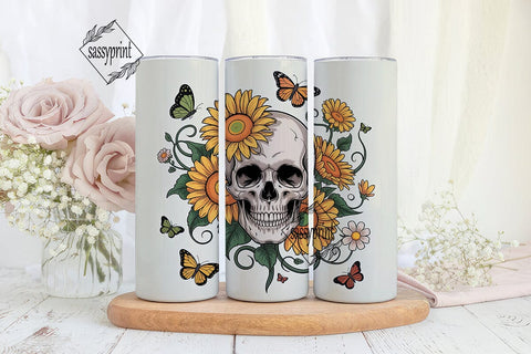 Sunflower Skull Butterflies 20oz Tumbler Sublimation sassyprint 