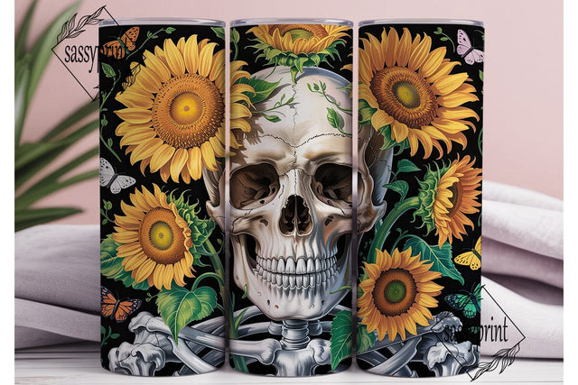 Sunflower Skull Butterflies 20oz Tumbler Sublimation sassyprint 