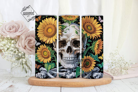 Sunflower Skull Butterflies 20oz Tumbler Sublimation sassyprint 