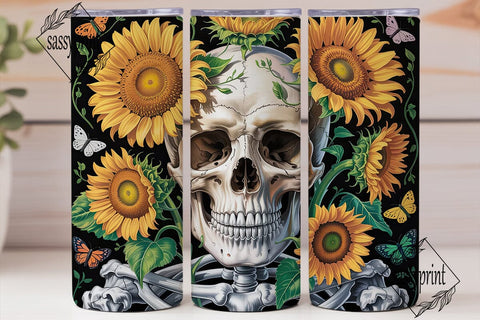 Sunflower Skull Butterflies 20oz Tumbler Sublimation sassyprint 