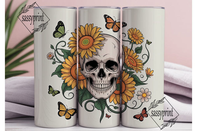 Sunflower Skull Butterflies 20oz Tumbler Sublimation sassyprint 