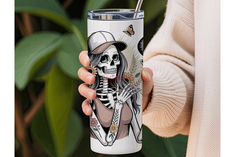 Sunflower Skull Tumbler Wrap PNG Sublimation DesignSVG 