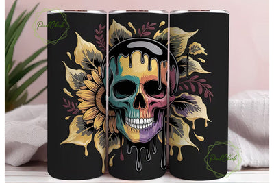 Sunflower Skull Tumbler Wrap Sublimation PixelChick 