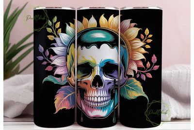 Sunflower Skull Tumbler Wrap Sublimation PixelChick 