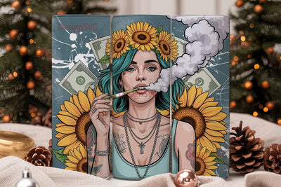 Sunflower Smoking Girl 20oz Tumbler Sublimation DesignSVG 