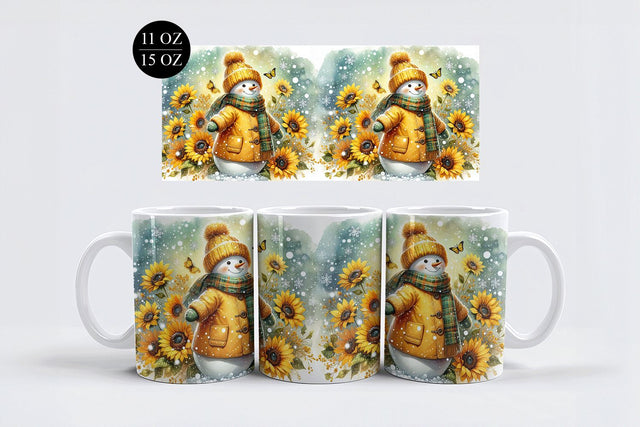 Sunflower Snowman Mug Sublimation Design Sublimation BijouBay 