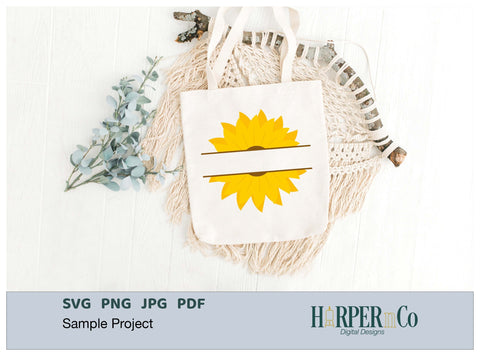 Sunflower Split SVG PNG Cut EPS File SVG HarperNCo 