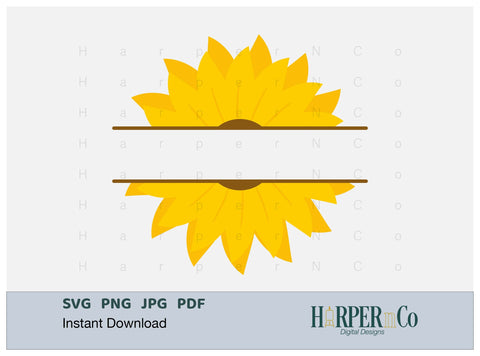 Sunflower Split SVG PNG Cut EPS File SVG HarperNCo 