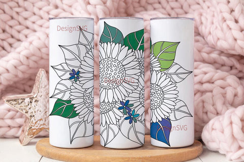 Sunflower Stained Glass 20oz Tumbler Sublimation DesignSVG 