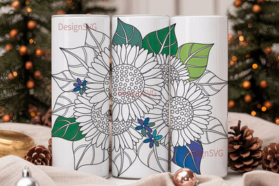 Sunflower Stained Glass 20oz Tumbler Sublimation DesignSVG 