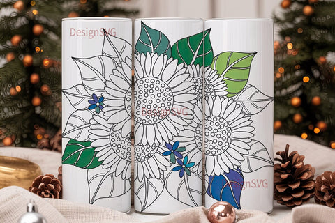 Sunflower Stained Glass 20oz Tumbler Sublimation DesignSVG 