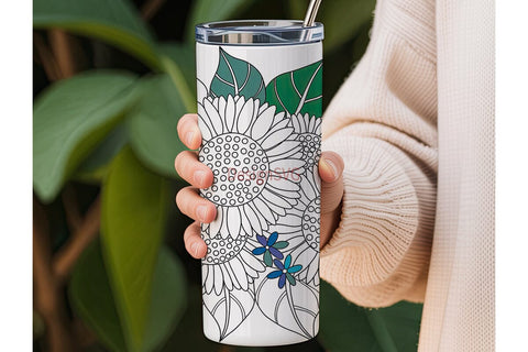 Sunflower Stained Glass 20oz Tumbler Sublimation DesignSVG 