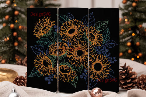 Sunflower Stained Glass 20oz Tumbler Sublimation DesignSVG 