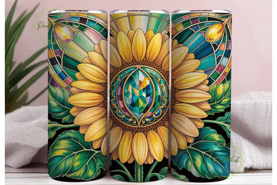 Sunflower Stained Glass 20oz Tumbler Sublimation PixelChick 