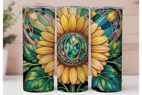 Sunflower Stained Glass 20oz Tumbler Sublimation PixelChick 
