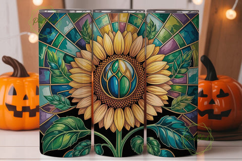 Sunflower Stained Glass 20oz Tumbler Sublimation PixelChick 