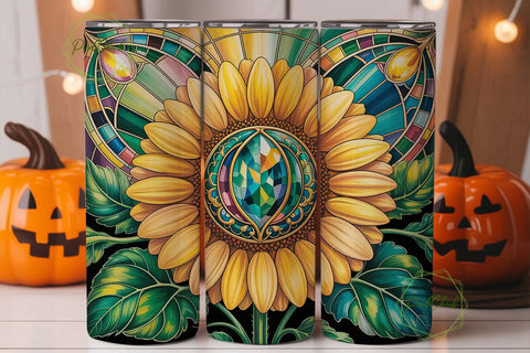 Sunflower Stained Glass 20oz Tumbler Sublimation PixelChick 