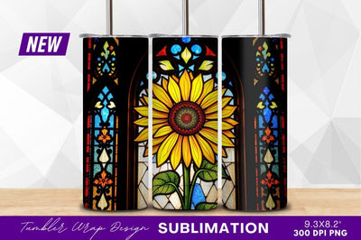 Sunflower Stained Glass Tumbler Png Sublimation Regulrcrative 