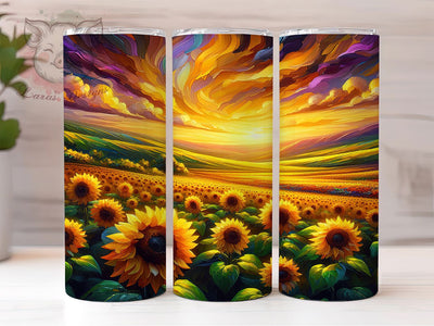 Sunflower Sunset 20oz Tumbler, Sunset Scene, Floral Print, Nature Theme, 20oz Sublimation, PNG Design, Gift Idea Sublimation Lara' s Designs 