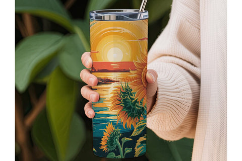 Sunflower Sunset 20oz Tumbler Wrap Sublimation DesignSVG 