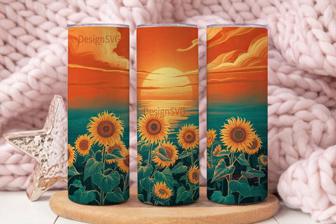 Sunflower Sunset 20oz Tumbler Wrap Sublimation DesignSVG 