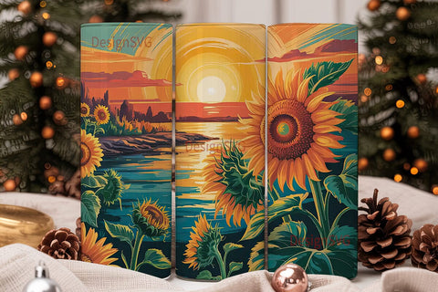 Sunflower Sunset 20oz Tumbler Wrap Sublimation DesignSVG 