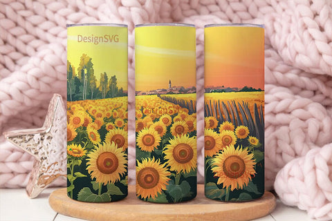 Sunflower Sunset 20oz Tumbler Wrap Sublimation DesignSVG 