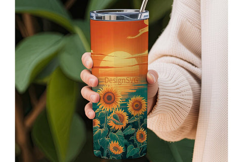 Sunflower Sunset 20oz Tumbler Wrap Sublimation DesignSVG 