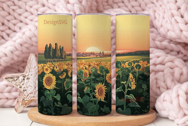 Sunflower Sunset 20oz Tumbler Wrap Sublimation DesignSVG 