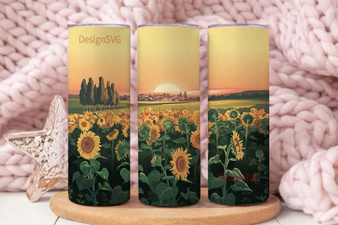 Sunflower Sunset 20oz Tumbler Wrap Sublimation DesignSVG 