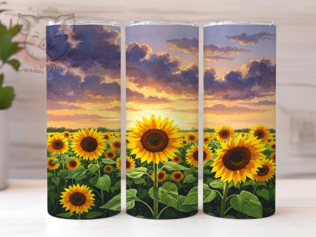 Sunflower Sunset Floral 20oz Summer Tumbler, Sunflower Tumbler, Sunset Design, Floral Wrap, 20oz Sublimation, Nature Art, Summer Gift, Bright Decor Sublimation Lara' s Designs 