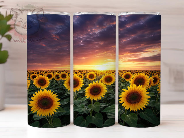 Sunflower Sunset Floral 20oz Summer Tumbler, Sunflower Tumbler, Sunset Design, Floral Wrap, 20oz Sublimation, Nature Art, Summer Gift, Bright Decor Sublimation Lara' s Designs 