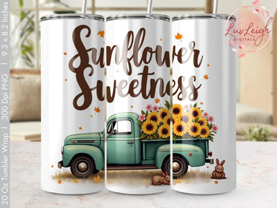 Sunflower Sweetness Vintage Truck Tumbler Wrap Sublimation png Sublimation Luvleigh Digitals 