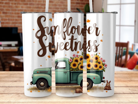 Sunflower Sweetness Vintage Truck Tumbler Wrap Sublimation png Sublimation Luvleigh Digitals 