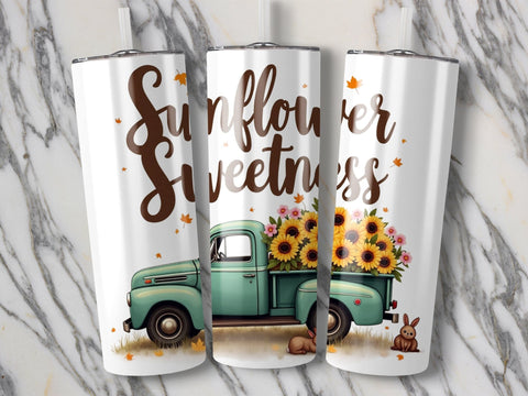 Sunflower Sweetness Vintage Truck Tumbler Wrap Sublimation png Sublimation Luvleigh Digitals 