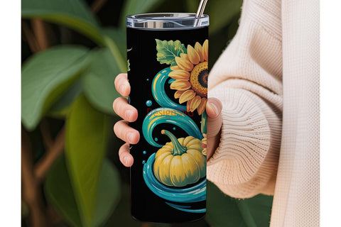 Sunflower Swirls 20oz Tumbler Wrap Sublimation DesignSVG 
