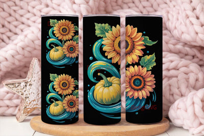 Sunflower Swirls 20oz Tumbler Wrap Sublimation DesignSVG 