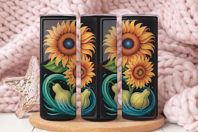 Sunflower Swirls 20oz Tumbler Wrap Sublimation DesignSVG 