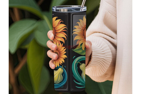 Sunflower Swirls 20oz Tumbler Wrap Sublimation DesignSVG 