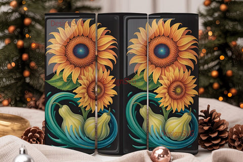 Sunflower Swirls 20oz Tumbler Wrap Sublimation DesignSVG 