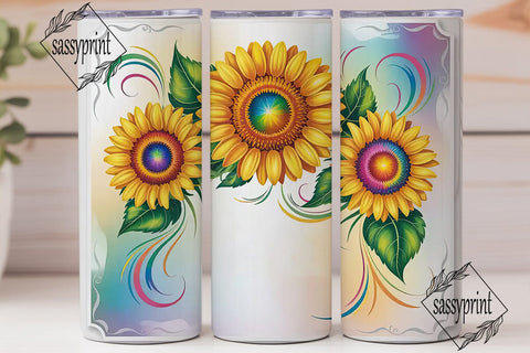 Sunflower Swirls 20oz Tumbler Wrap Sublimation sassyprint 