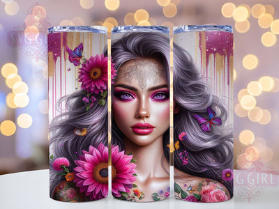 Sunflower Tattoo Edgy Girl Tumbler, Sunflower Tumbler Wrap, 20oz Sublimation, Floral Tattoo Cup, Edgy Girl Design, Sunflower Drinkware, Boho Tumbler Wrap Sublimation SvggirlplusArt 