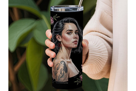 Sunflower Tattoo Girl 20oz Tumbler Sublimation DesignSVG 