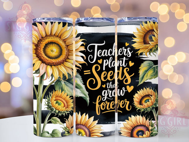 Sunflower Teacher Appreciation Tumbler Wrap, Sunflower Teacher Quote, Education Appreciation Art, Teaching Inspiration Design, Teacher Thank You Gift, Classroom Sunflower Art Sublimation SvggirlplusArt 