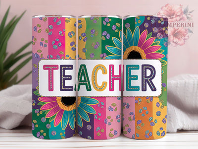 Sunflower Teacher Gift Tumbler, Teacher Gift Wrap, 20oz Sublimation, Floral Teacher Cup, Autumn Sunflower Mug, Back To School Tumbler, Teacher Appreciation Drinkware Sublimation Li Zamperini 