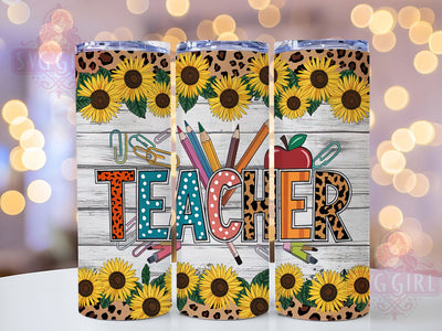 Sunflower Teacher Tumbler Wrap, Sunflower Teacher Tumbler, 20oz Sublimation Tumbler, Educator Gift Tumbler, Floral Teacher Design, Back to School Tumbler, Inspirational Teacher Tumbler Sublimation SvggirlplusArt 