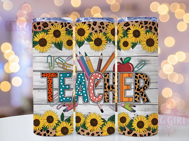 Sunflower Teacher Tumbler Wrap, Sunflower Teacher Tumbler, 20oz Sublimation Tumbler, Educator Gift Tumbler, Floral Teacher Design, Back to School Tumbler, Inspirational Teacher Tumbler Sublimation SvggirlplusArt 