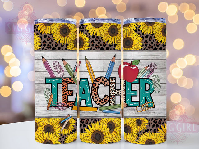 Sunflower Teacher Tumbler Wrap, Sunflower Teacher Tumbler, 20oz Sublimation Tumbler, Educator Gift Tumbler, Floral Teacher Design, Back to School Tumbler, Inspirational Teacher Tumbler Sublimation SvggirlplusArt 